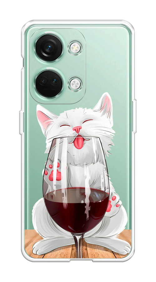 

Чехол на OnePlus Nord 3 "Кот с бокалом", Прозрачный;белый;красный, 154050-1