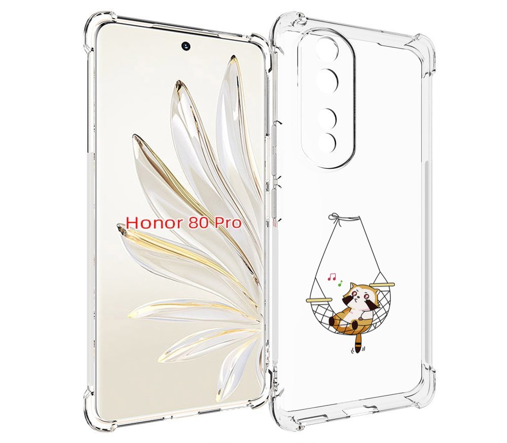 

Чехол MyPads енот-на-гамаке для Honor 80 Pro, Прозрачный, Tocco