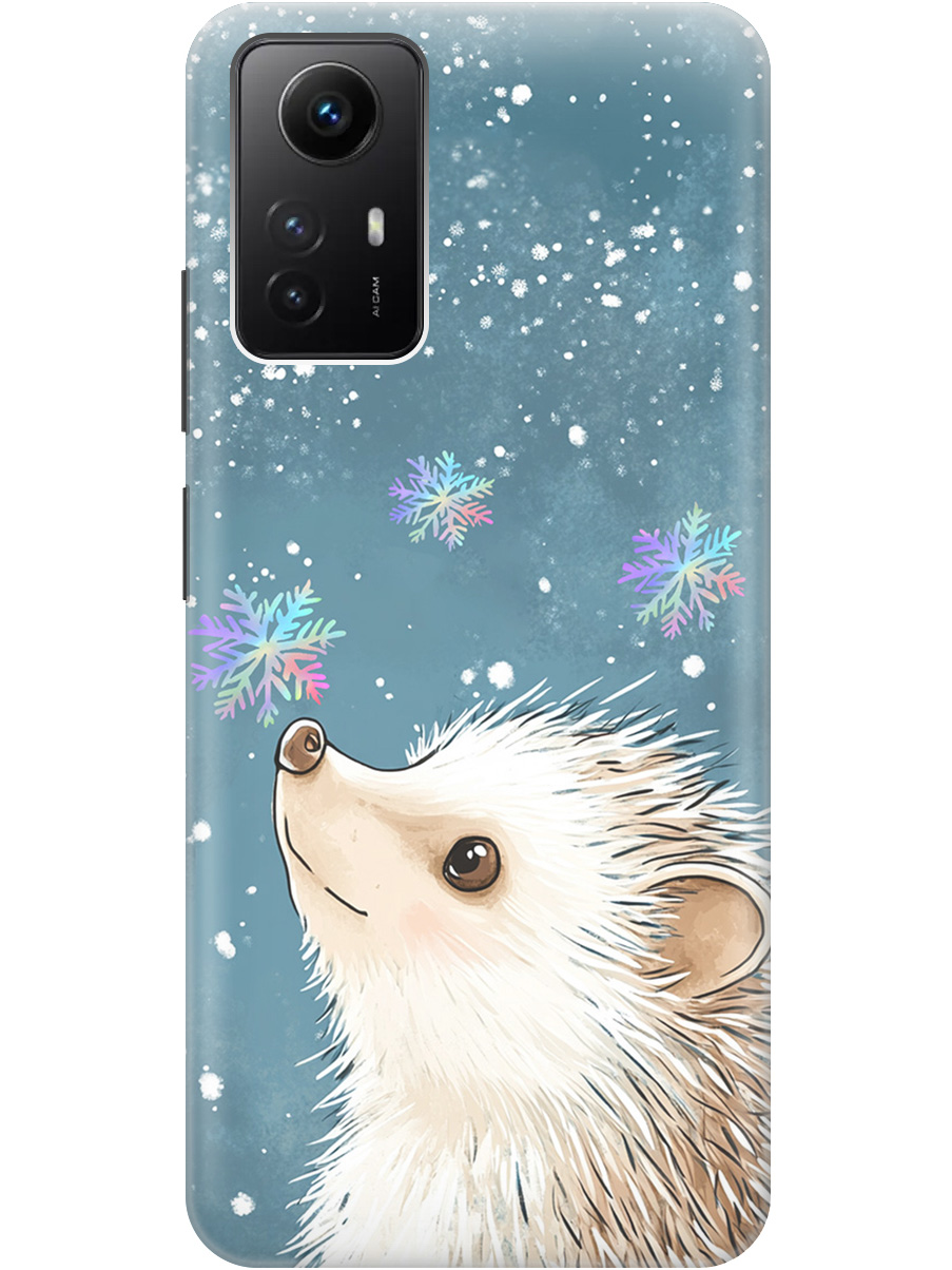 

Силиконовый чехол на Xiaomi Redmi Note 12s с принтом "Ежик и снежинки", Прозрачный;белый;серый;синий, 778676912