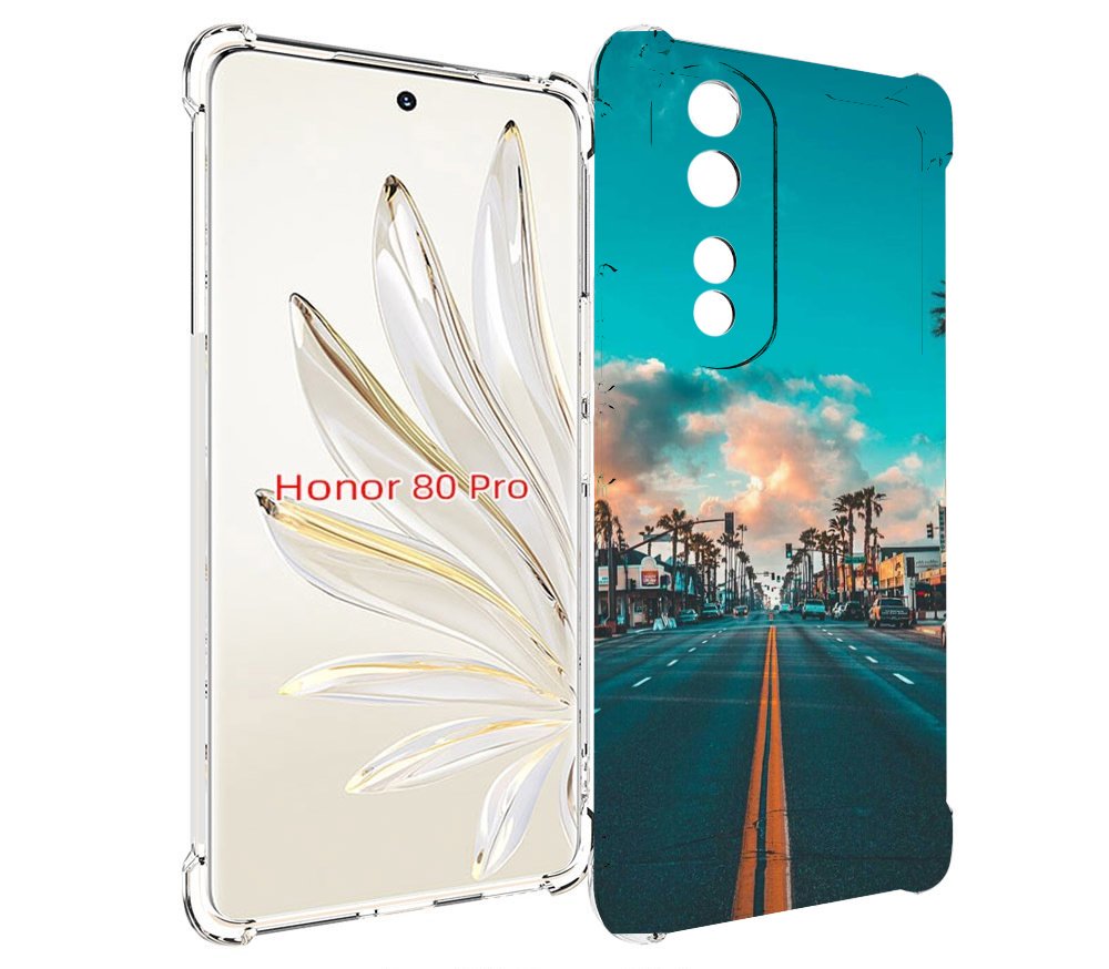 

Чехол MyPads дорога-в-лос-анджелес для Honor 80 Pro, Прозрачный, Tocco