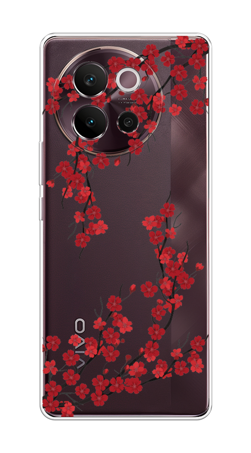 

Чехол на Vivo V40 Lite 5G "Красная сакура", Красный;черный, 2611550-1