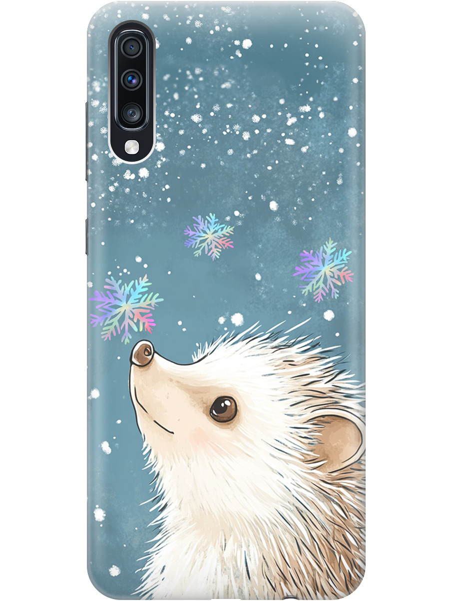 

Силиконовый чехол на Samsung Galaxy A70 / A70s с принтом "Ежик и снежинки", Прозрачный;белый;серый;синий, 720804412