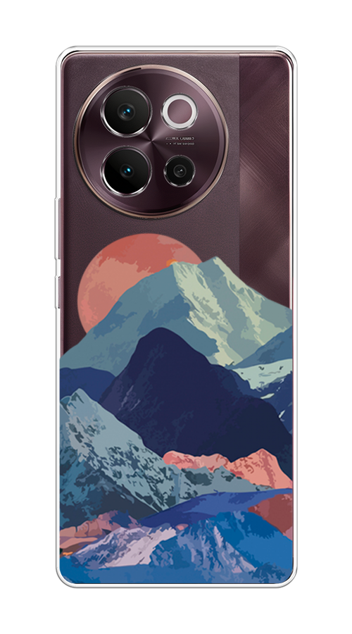 

Чехол на Vivo V40 Lite 5G "Закат в снежных горах", Бордовый;серый;голубой, 2611550-1