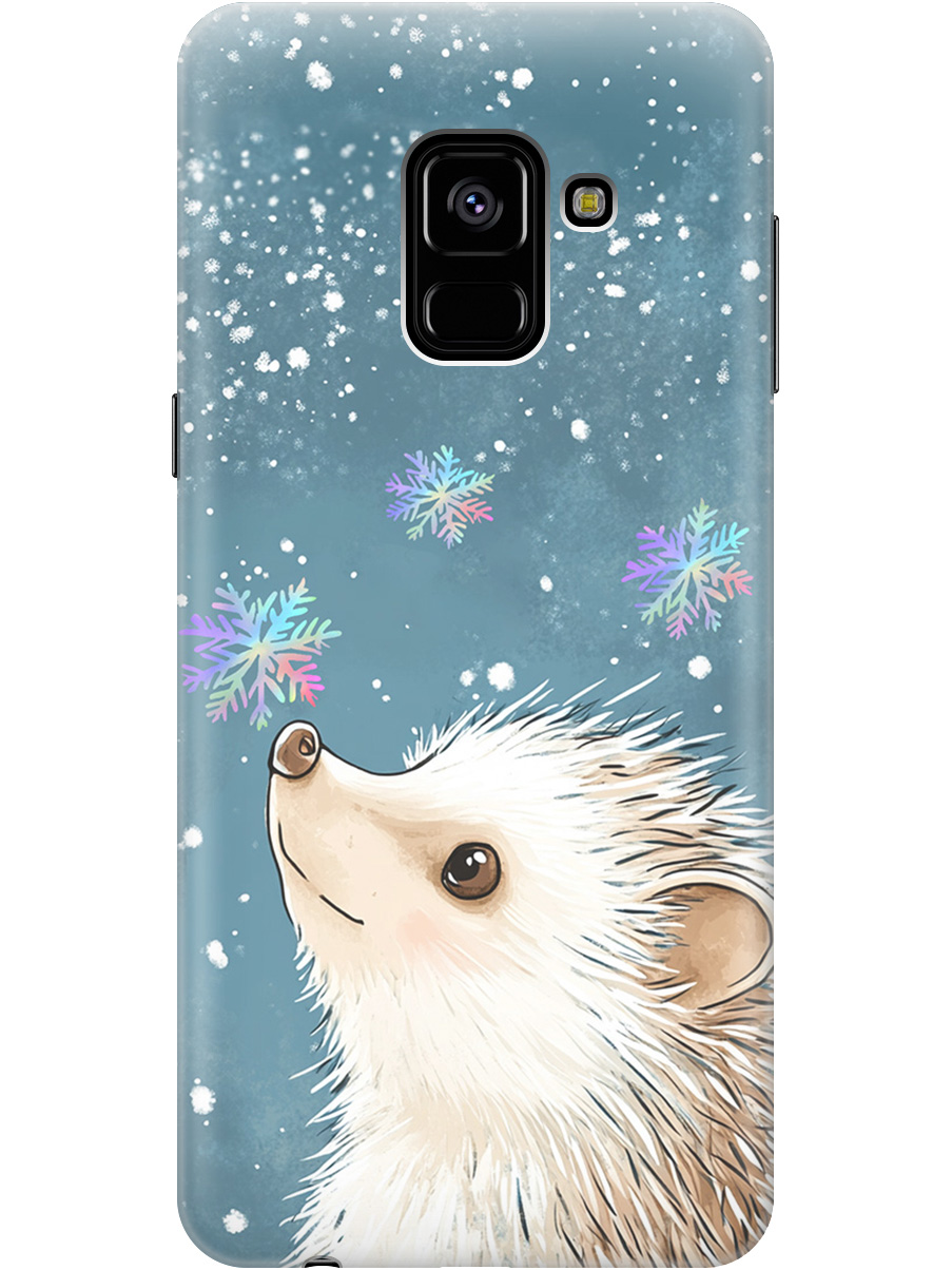 

Силиконовый чехол на Samsung Galaxy A8 (2018) с принтом "Ежик и снежинки", Прозрачный;белый;серый;синий, 716847512