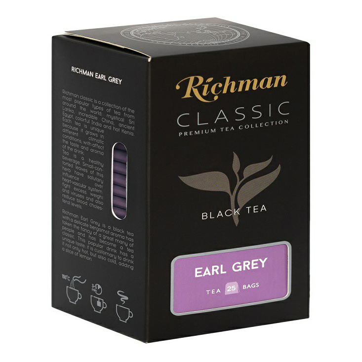 Чай черный Richman Earl Grey с ароматом бергамота листовой 50 г