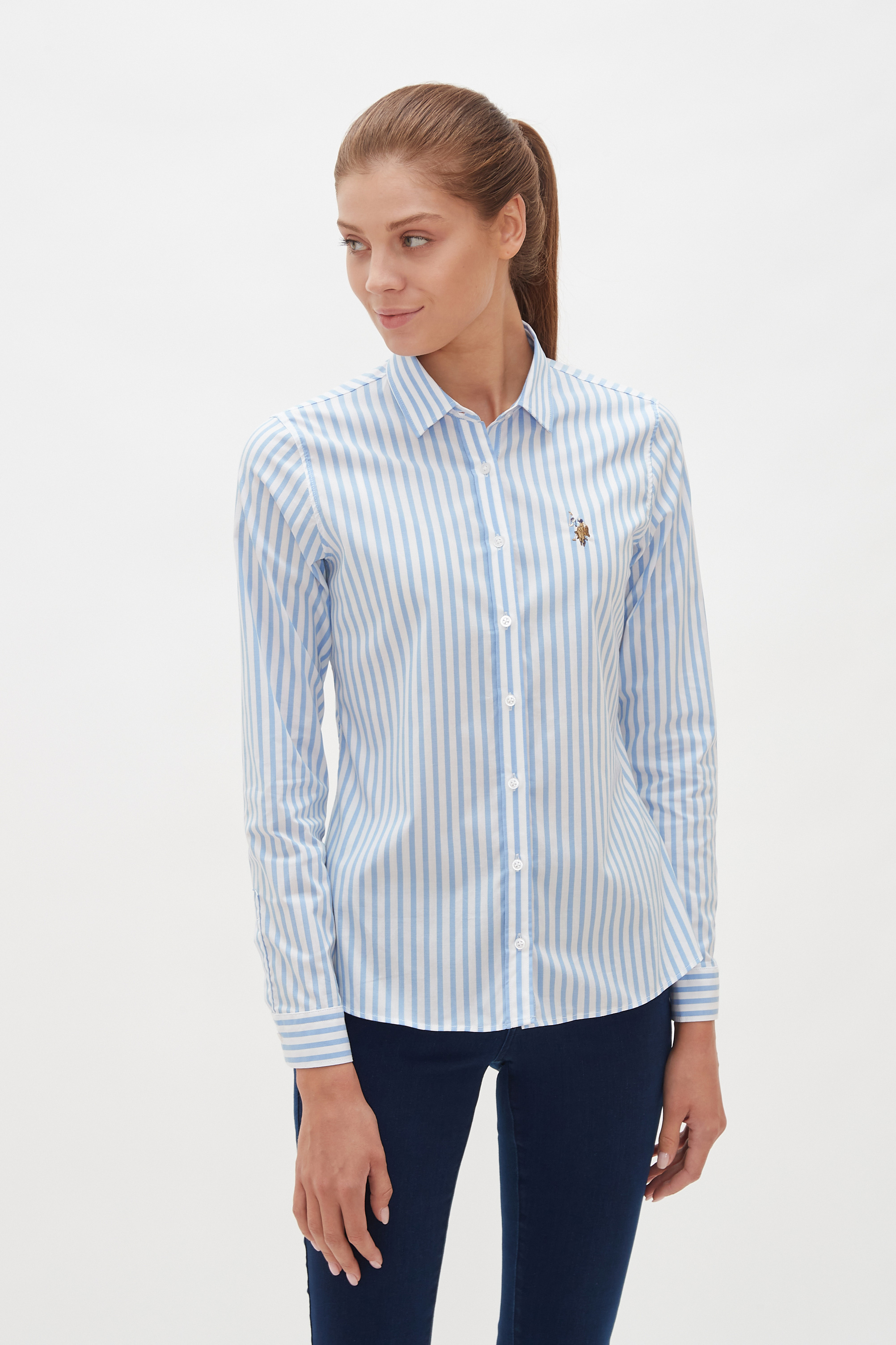 

Рубашка женская U.S. POLO Assn. G082SZ0040ZENYWOMEN020K голубая 42, G082SZ0040ZENYWOMEN020K