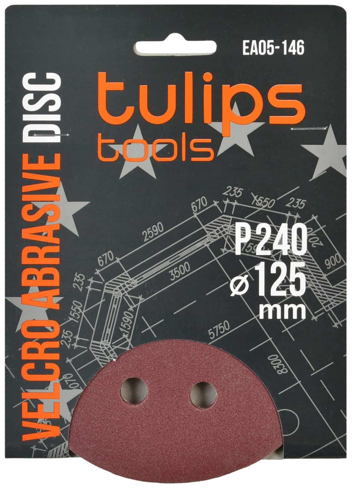 Tulips tools Диск шлифовальный с липучкой , 125 мм, Р240, 5 шт EA05-146 диск шлифовальный с липучкой 20 шт 125 мм p240 tulips tools ea05 204