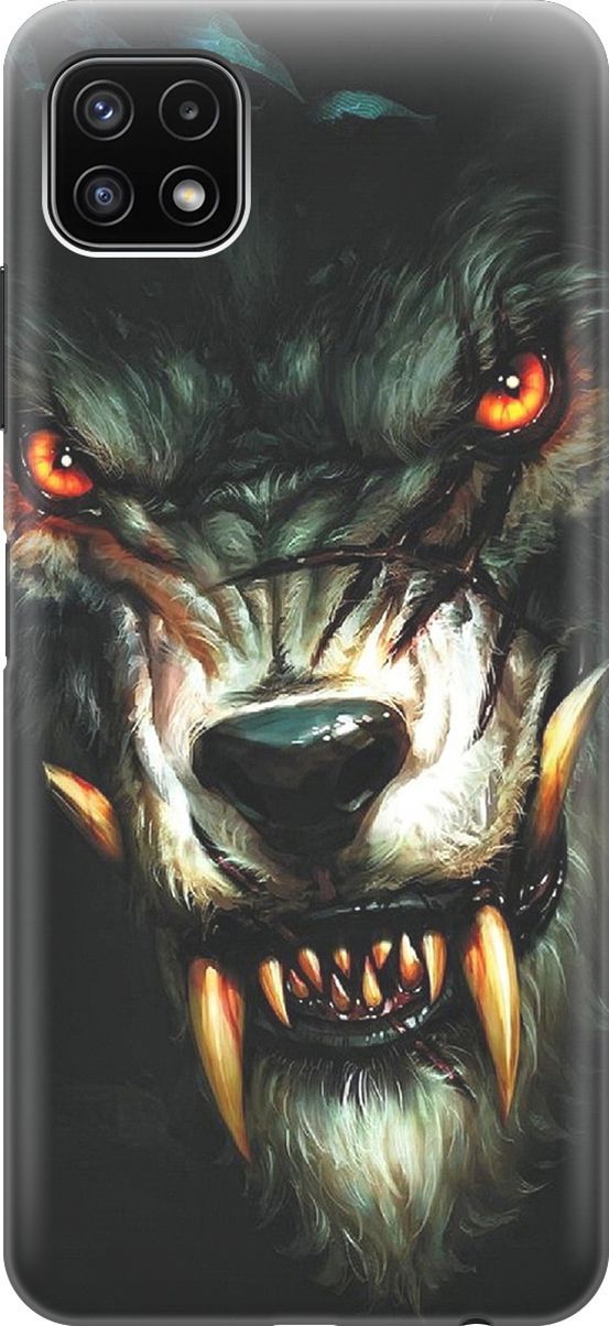 

Силиконовый чехол на Samsung Galaxy A22s 5G "Злой оборотень", Желтый;черный, 3909