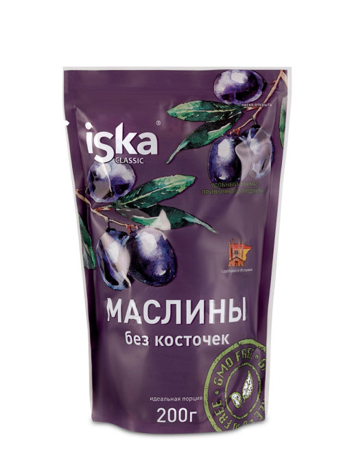 Маслины Iska черные средние без косточки 200 г