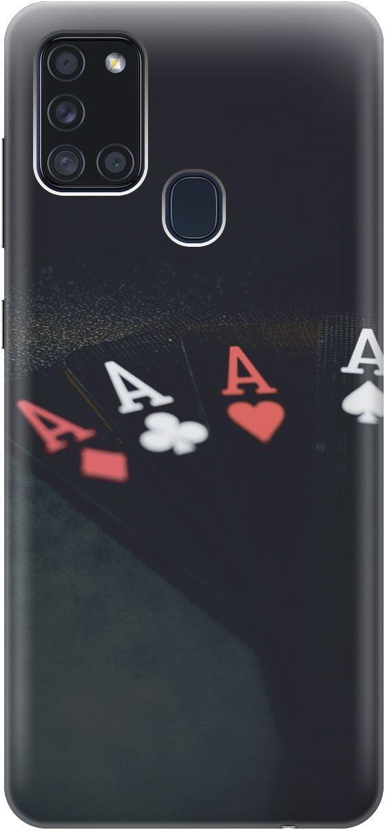 

Силиконовый чехол на Samsung Galaxy A21s "Флеш-рояль", Черный;белый, 3481