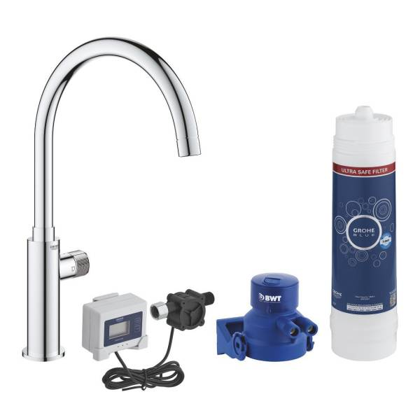 фото Кран для кухонной мойки grohe blue pure mono 30388000 с функцией фильтрации