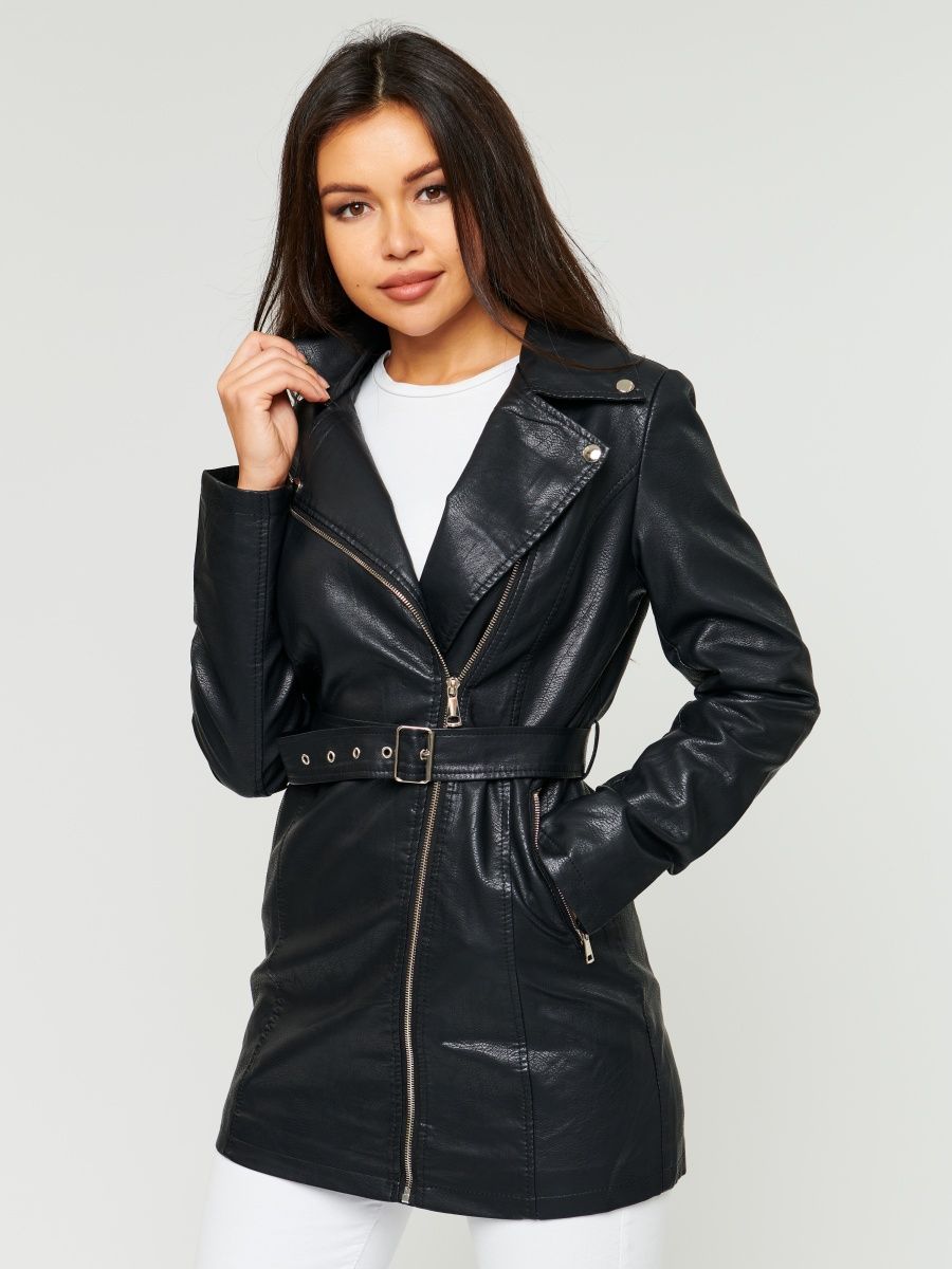 Кожаная куртка женская E-Lisman&ZG 061 черная 54 RU