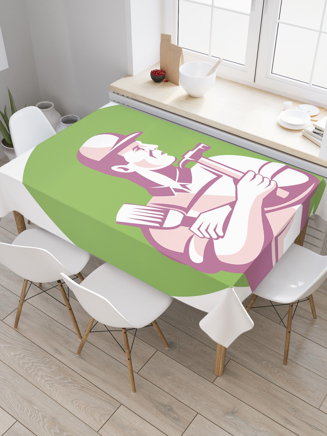 

Скатерть прямоугольная JoyArty "Портрет рабочего" из оксфорда, 120x145 см, Зеленый, Портрет рабочего