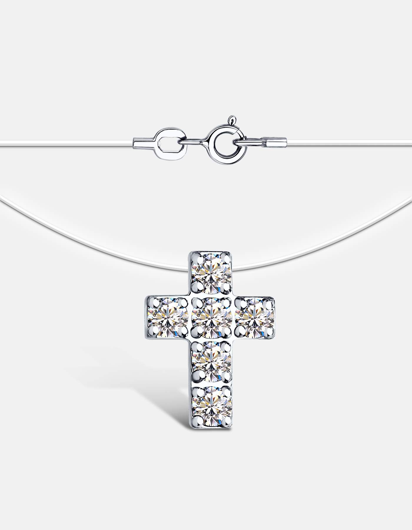 

Колье из серебра/лески 42 см DIALVI JEWELRY 1DLKR6F623.01, фианит, 1DLKR6F623.01