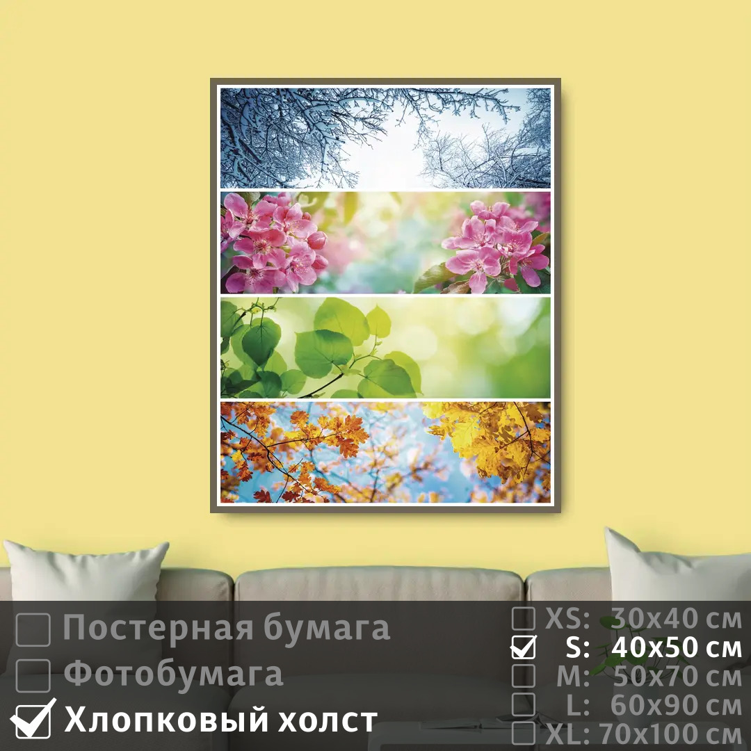 

Постер на холсте ПолиЦентр Времена года растения 40х50 см, ВременаГодаРастения