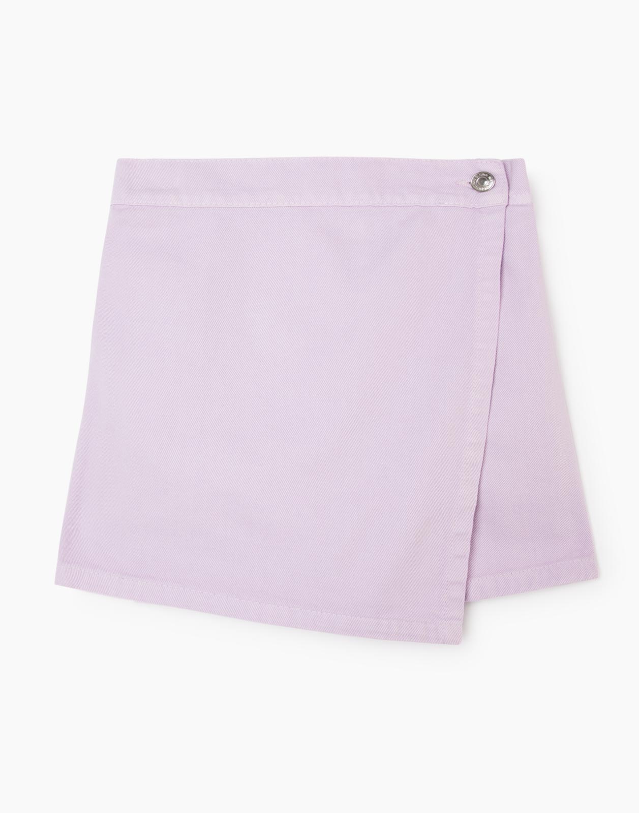 Сиреневая джинсовая юбка-шорты для девочки р.134-140