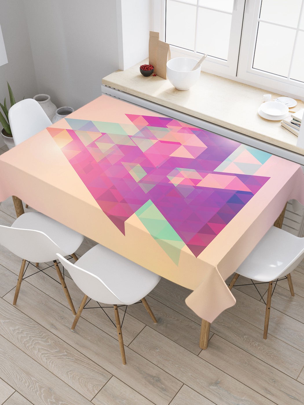 

Скатерть прямоугольная JoyArty "Призма в треугольниках" из оксфорда, 120x145 см, Розовый, Призма в треугольниках