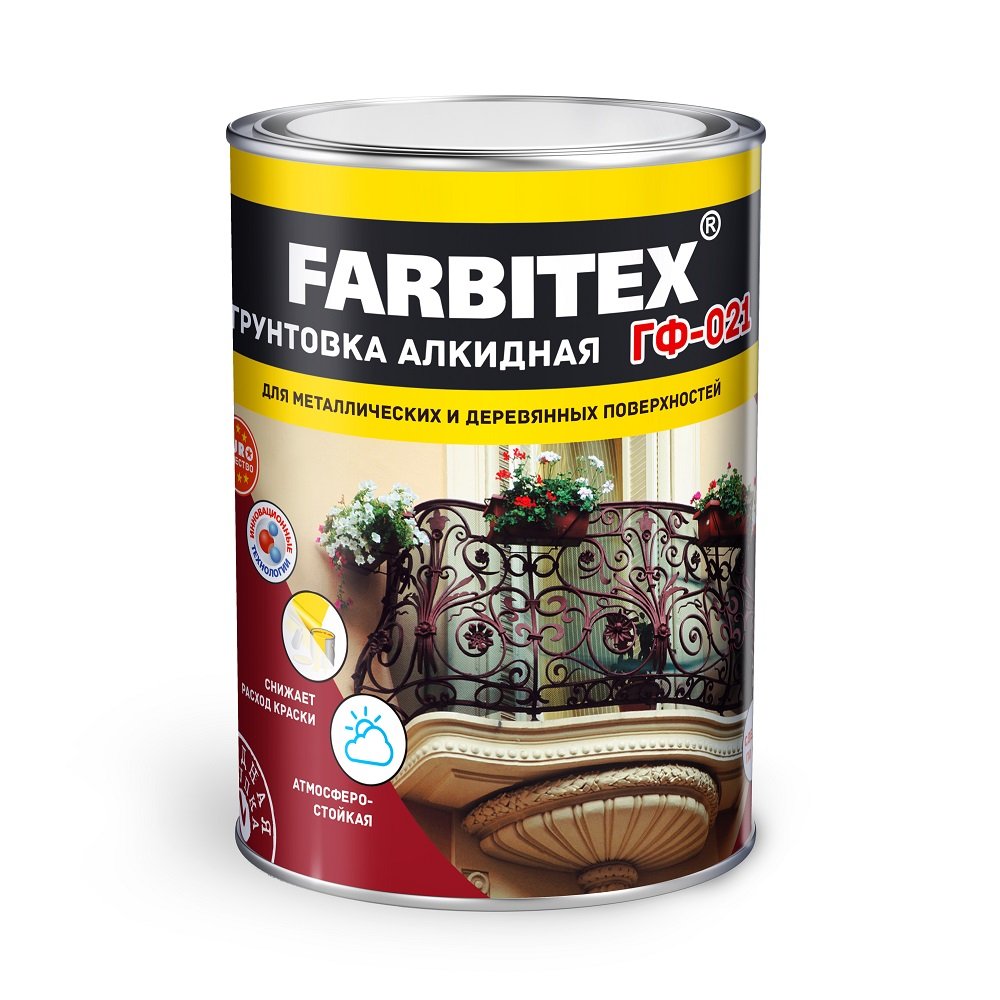 Грунтовка ГФ-021 FARBITEX (Артикул: 4300005989; Цвет: Серый; Фасовка = 0,8 кг)