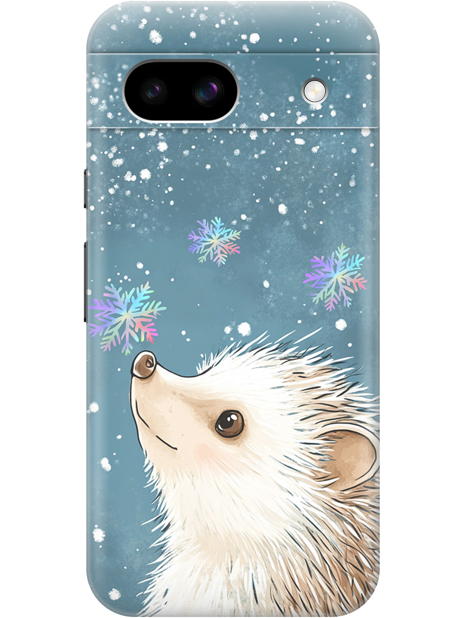 

Силиконовый чехол на Google Pixel 8a с принтом "Ежик и снежинки", Прозрачный;белый;серый;синий, 784809112