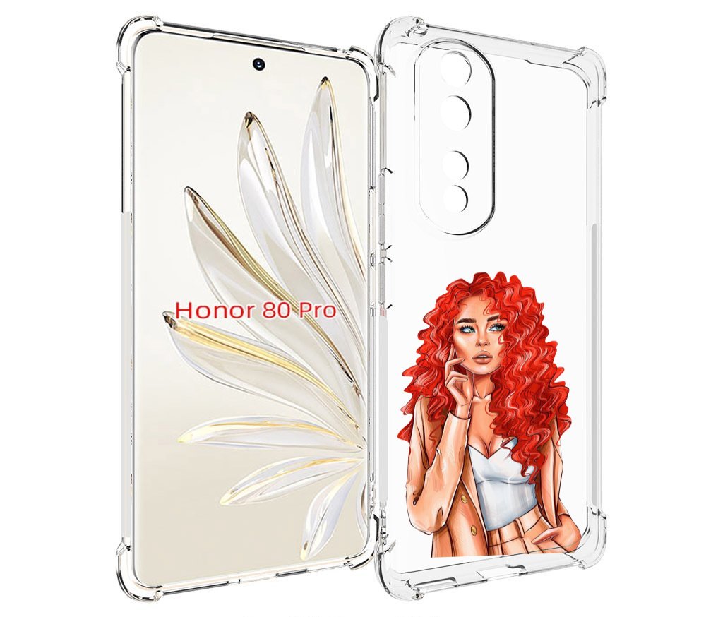 

Чехол MyPads девушка-с-яркими-волосами женский для Honor 80 Pro, Прозрачный, Tocco