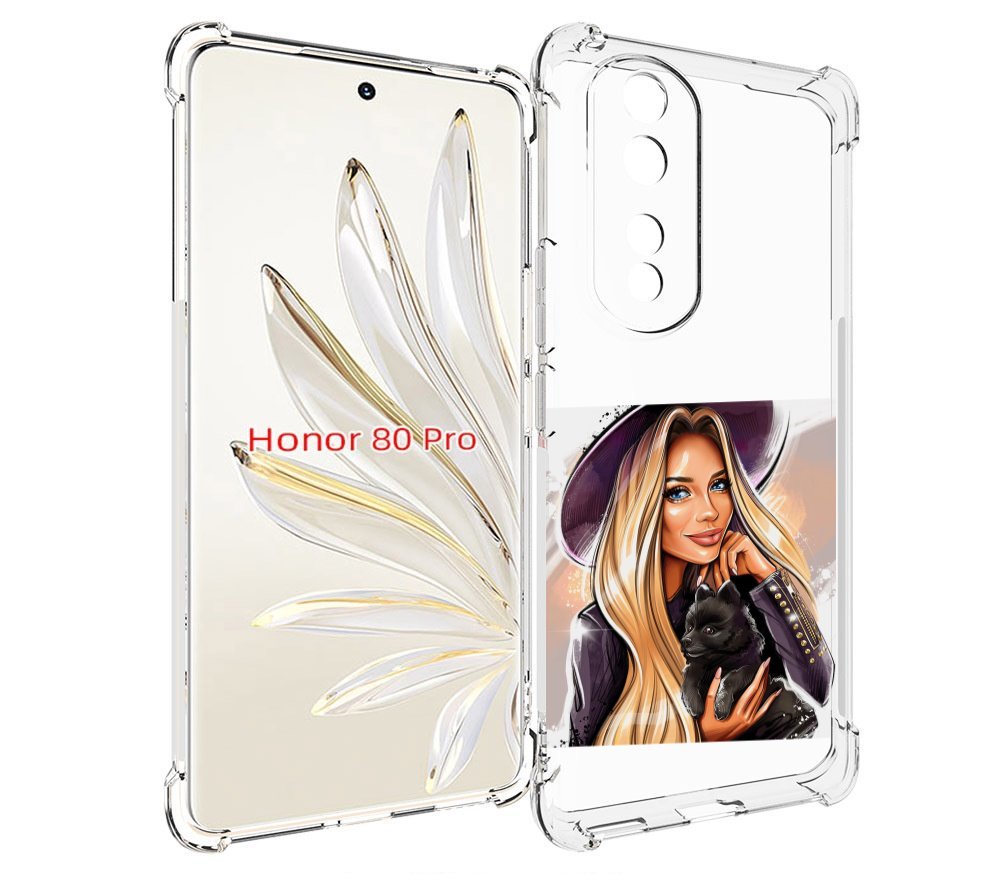 

Чехол MyPads девушка-с-черным-щенком женский для Honor 80 Pro, Прозрачный, Tocco