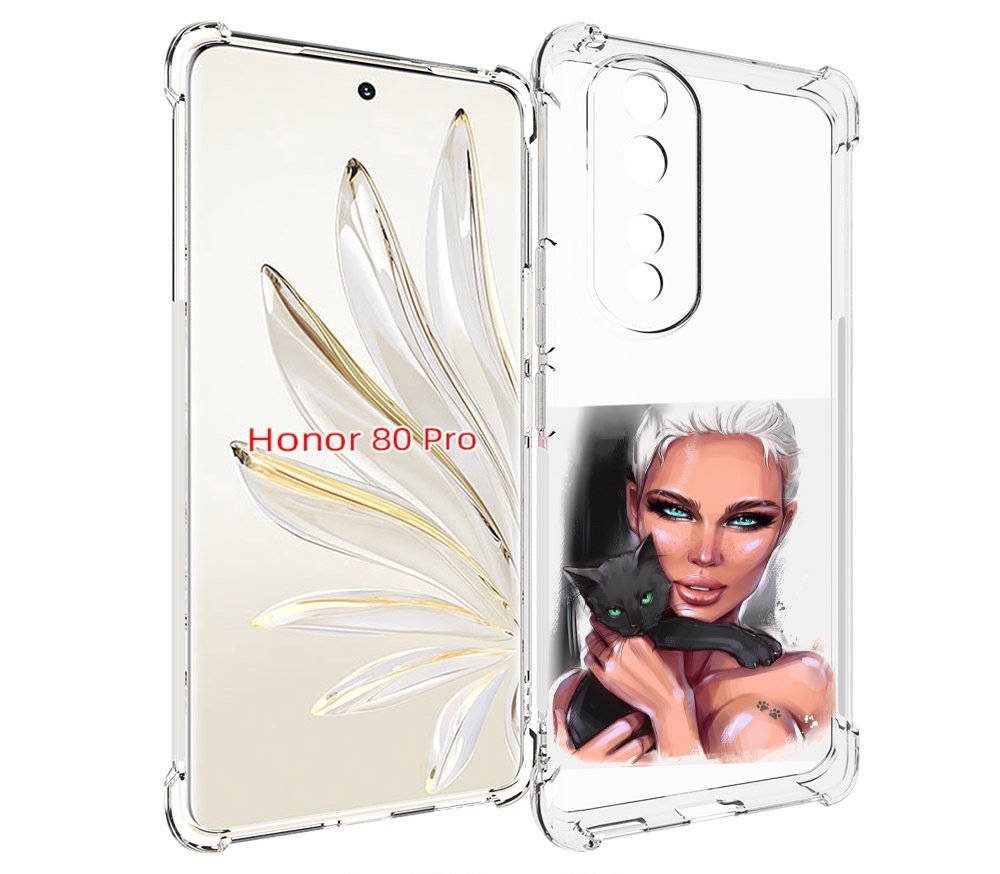 

Чехол MyPads девушка-с-черным-котиком женский для Honor 80 Pro, Прозрачный, Tocco