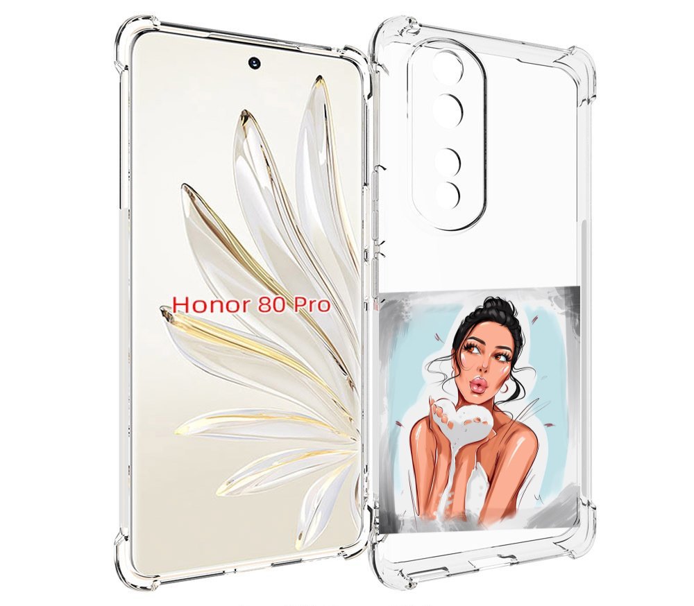 

Чехол MyPads девушка-с-пеной женский для Honor 80 Pro, Прозрачный, Tocco