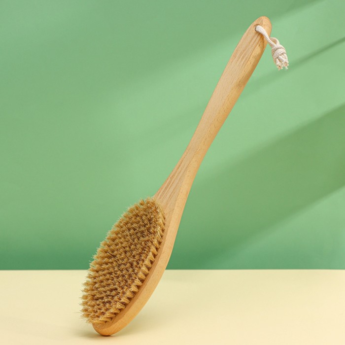 Щётка для сухого массажа с ручкой натуральная щетина lei щетка для обуви деревянная натуральная щетина кабан