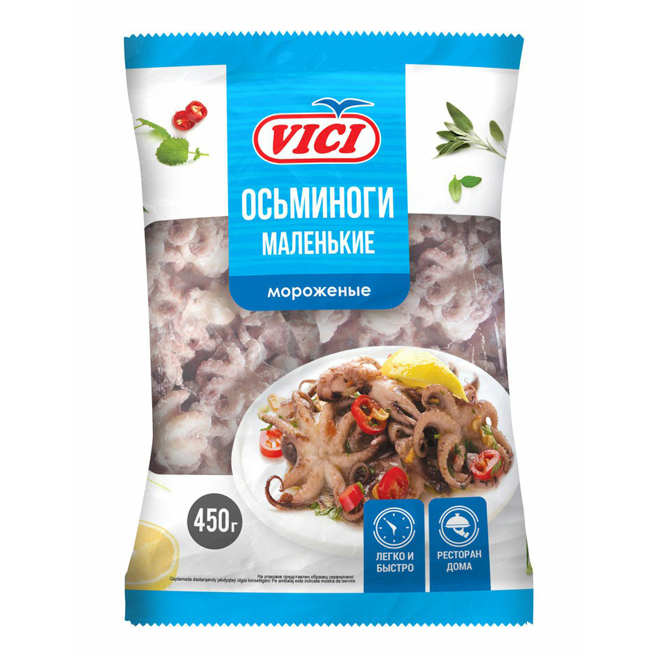 

Осьминоги Vici потрошеные с головой и щупальцами 60/80 замороженные 450 г