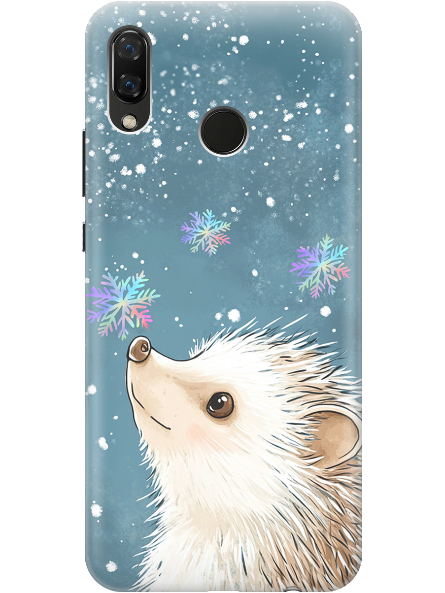 

Силиконовый чехол на Huawei Nova 3 с принтом "Ежик и снежинки", Прозрачный;белый;серый;синий, 718981112