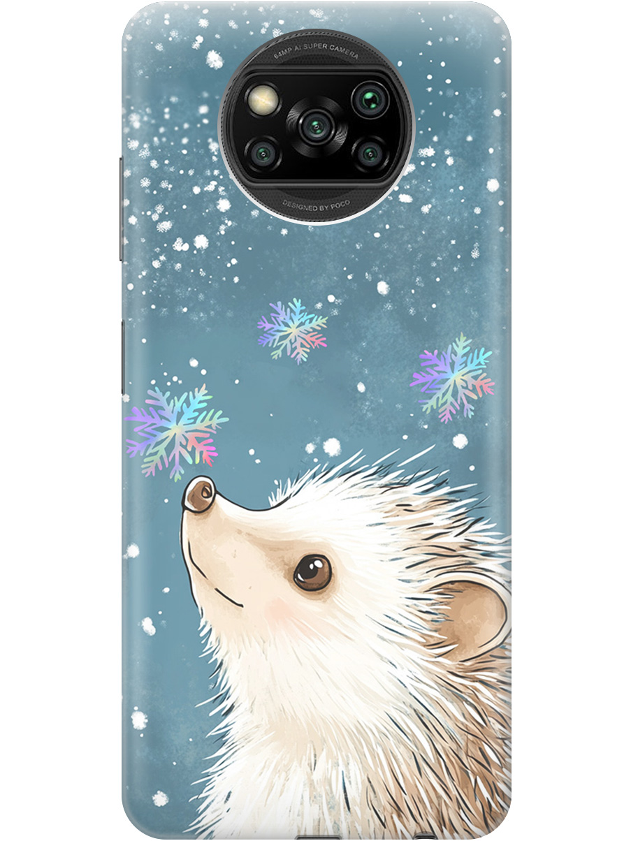 

Силиконовый чехол на Xiaomi Poco X3 / X3 Pro с принтом "Ежик и снежинки", Прозрачный;белый;серый;синий, 723602712