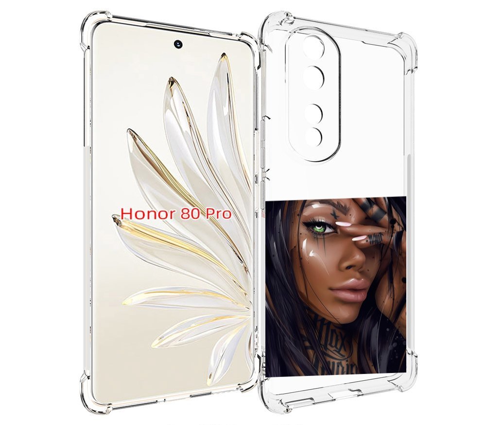 

Чехол MyPads девушка-с-зелеными-глазами-яркими для Honor 80 Pro, Прозрачный, Tocco
