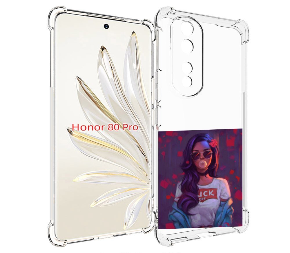 

Чехол MyPads девушка-с-жвачкой женской для Honor 80 Pro, Прозрачный, Tocco