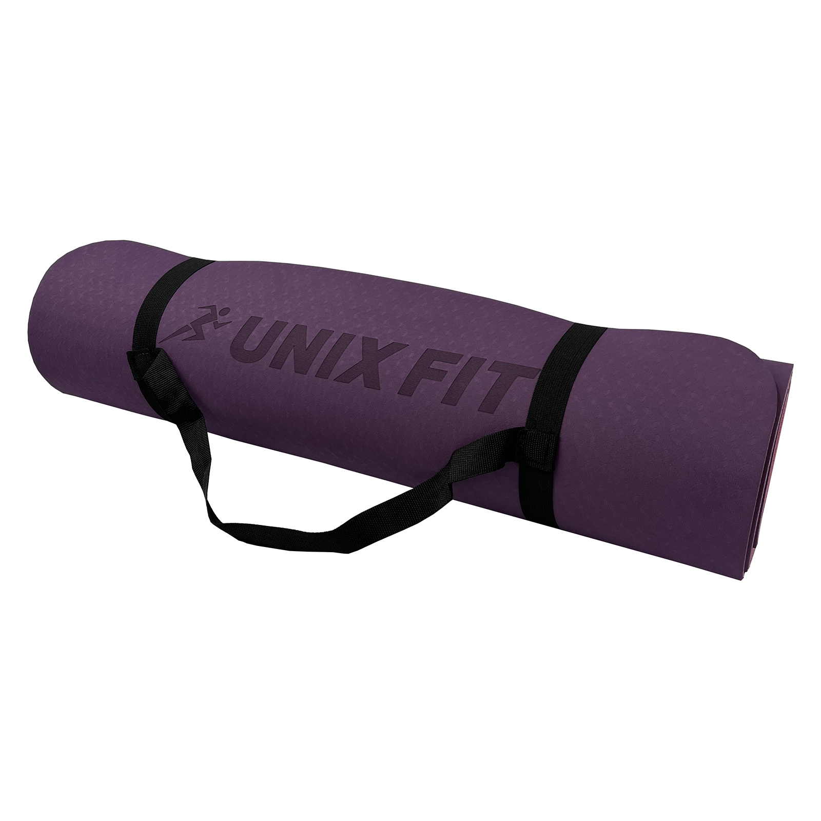 Коврик для йоги и фитнеса UNIX Fit двусторонний, 180 х 61 х 0,8 см, двуцветный, фиолетовый