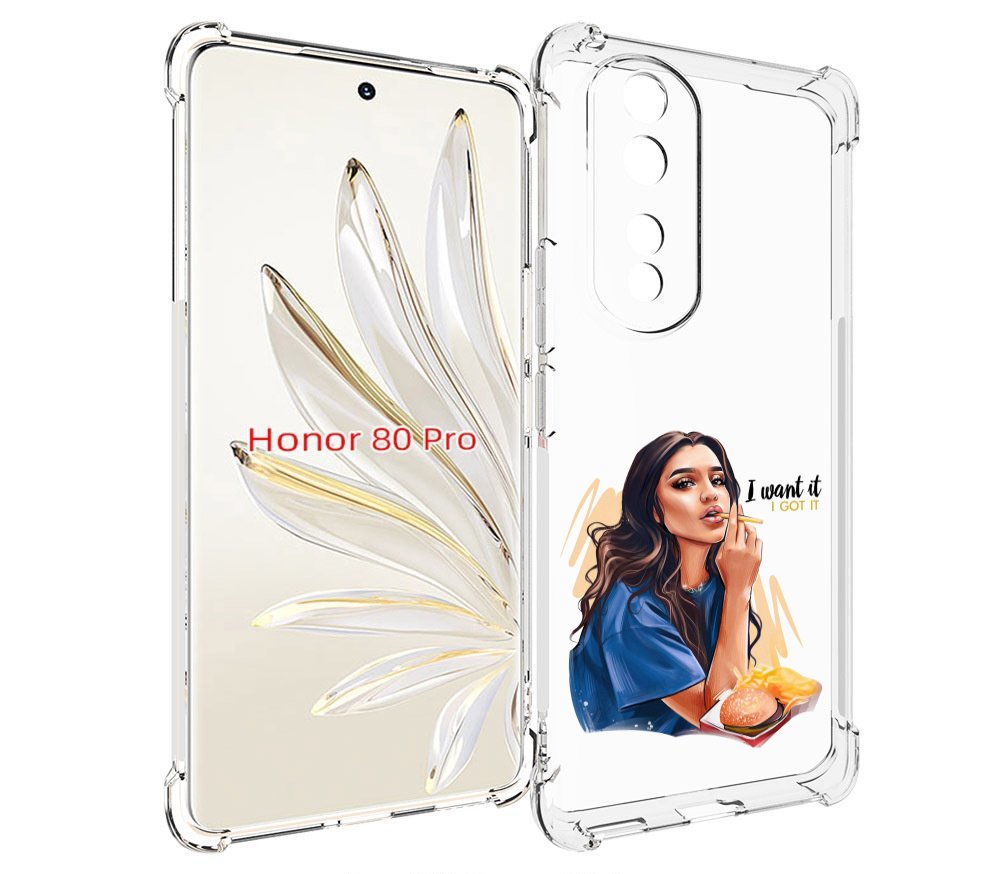 

Чехол MyPads девушка-с-едой-и-сигаретой женский для Honor 80 Pro, Прозрачный, Tocco