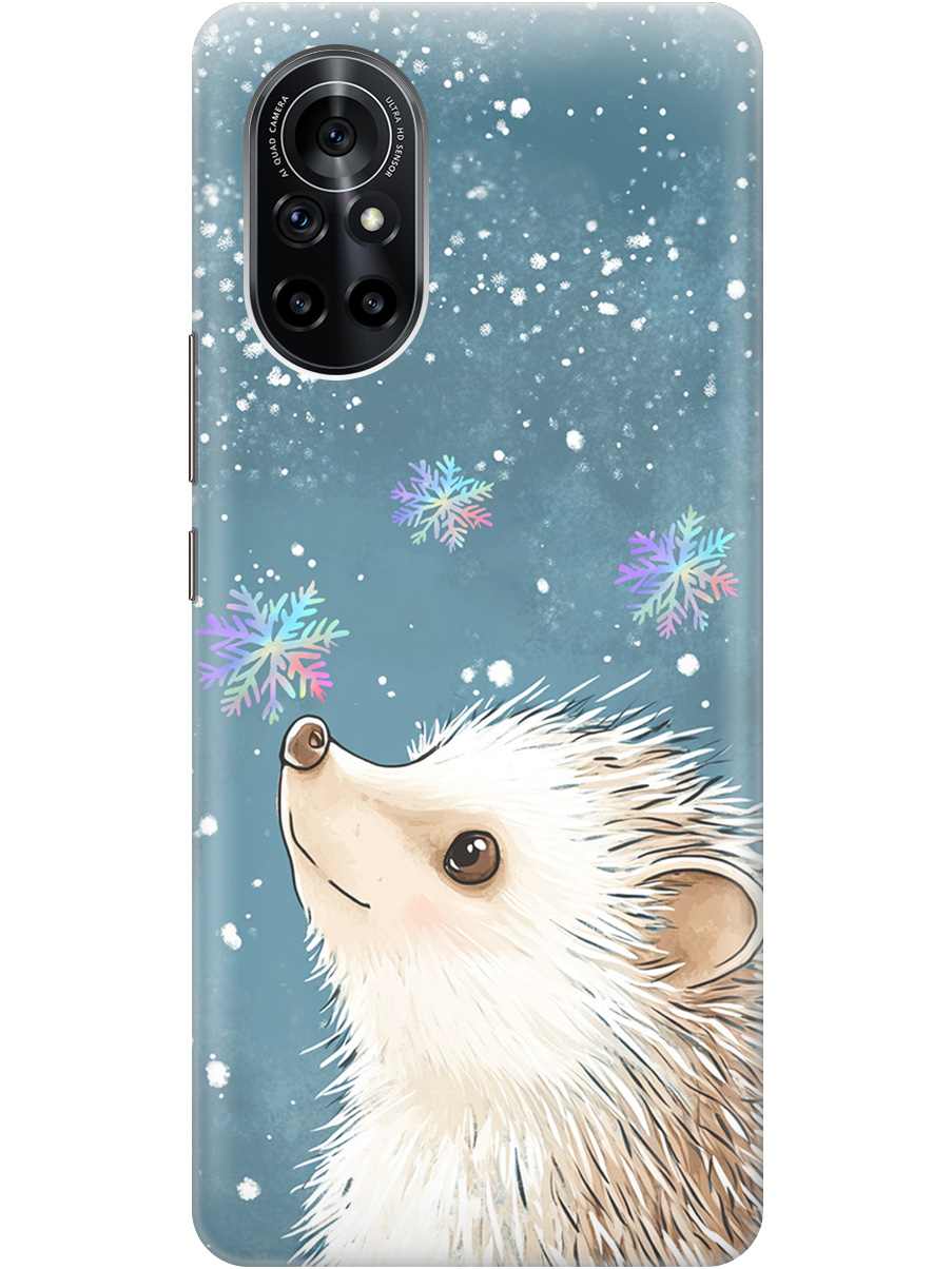 

Силиконовый чехол на Huawei Nova 8 с принтом "Ежик и снежинки", Прозрачный;белый;серый;синий, 731079512