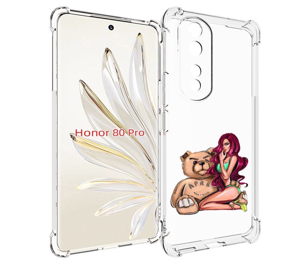 

Чехол MyPads девушка-с-большим-плюшевым-мишкой для Honor 80 Pro, Прозрачный, Tocco