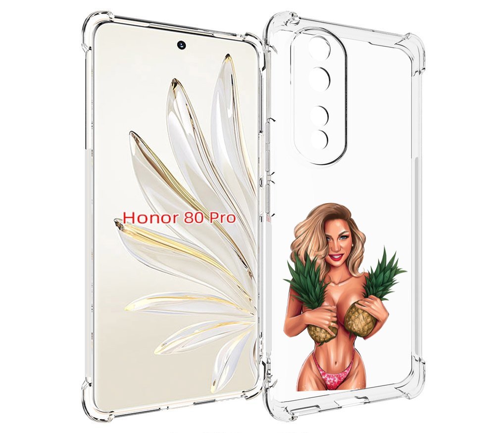 

Чехол MyPads девушка-с-ананасами женский для Honor 80 Pro, Прозрачный, Tocco