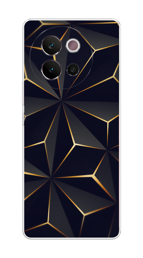 

Чехол на Vivo V40 Lite 5G "Черные полигоны", Золотистый;черный, 2611550-1