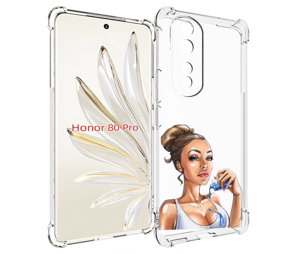 

Чехол MyPads девушка-пролила-краску женский для Honor 80 Pro, Прозрачный, Tocco