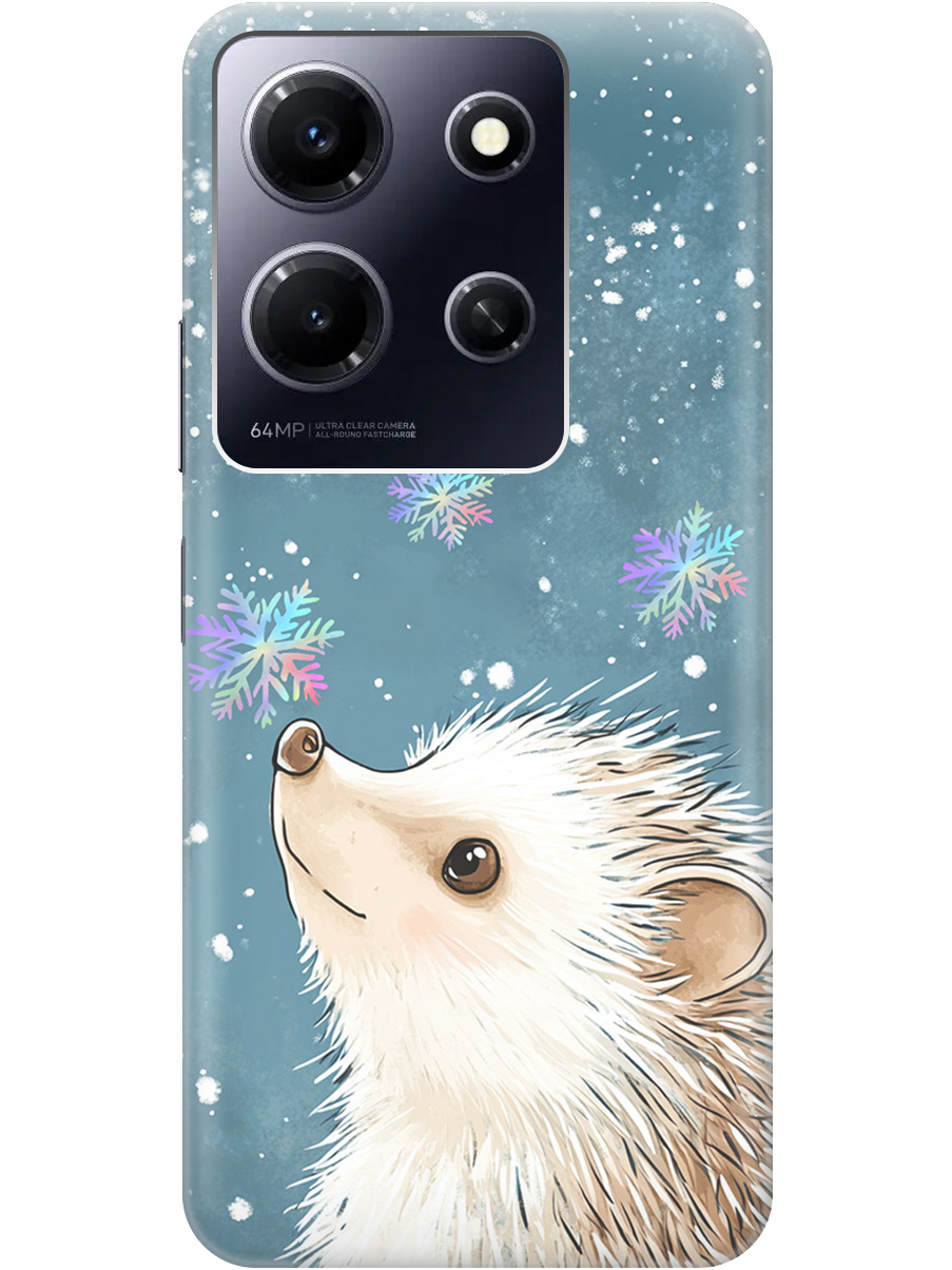 

Силиконовый чехол на Infinix Note 30i с принтом "Ежик и снежинки", Прозрачный;белый;серый;синий, 772564212