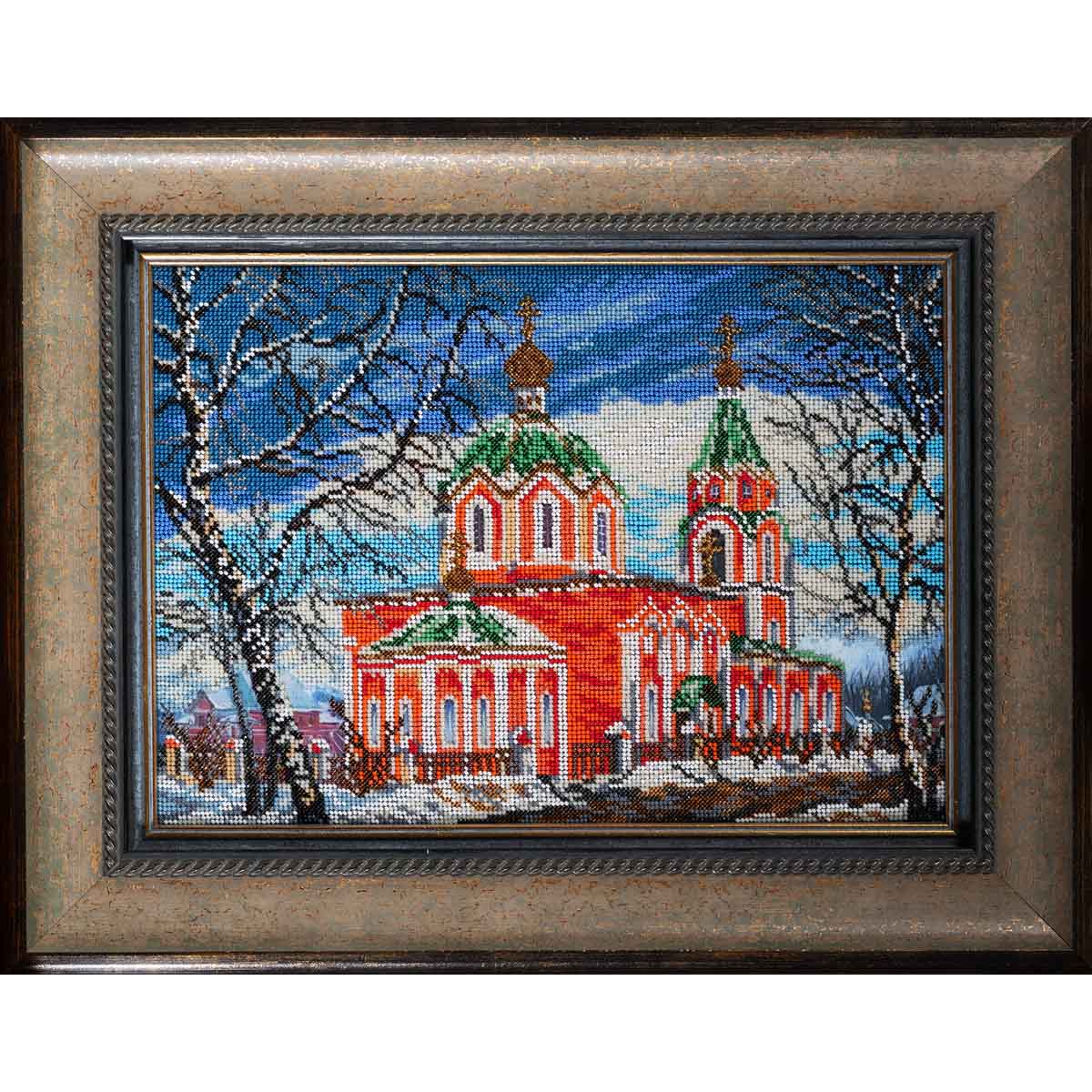 

Вышивка бисером Кроше Успенский храм26x19 см.