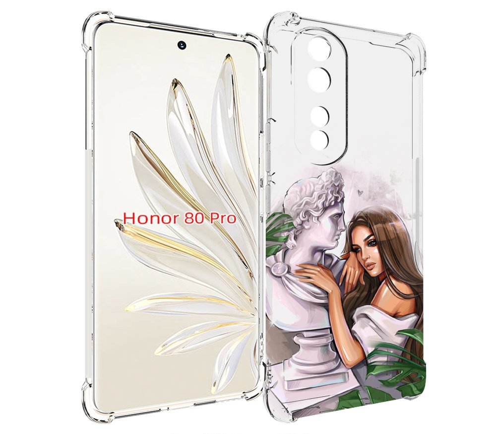 

Чехол MyPads девушка-модель-со-статуей женский для Honor 80 Pro, Прозрачный, Tocco