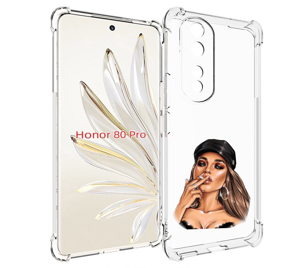 

Чехол MyPads девушка-в-шапке-с-сигаретой для Honor 80 Pro, Прозрачный, Tocco