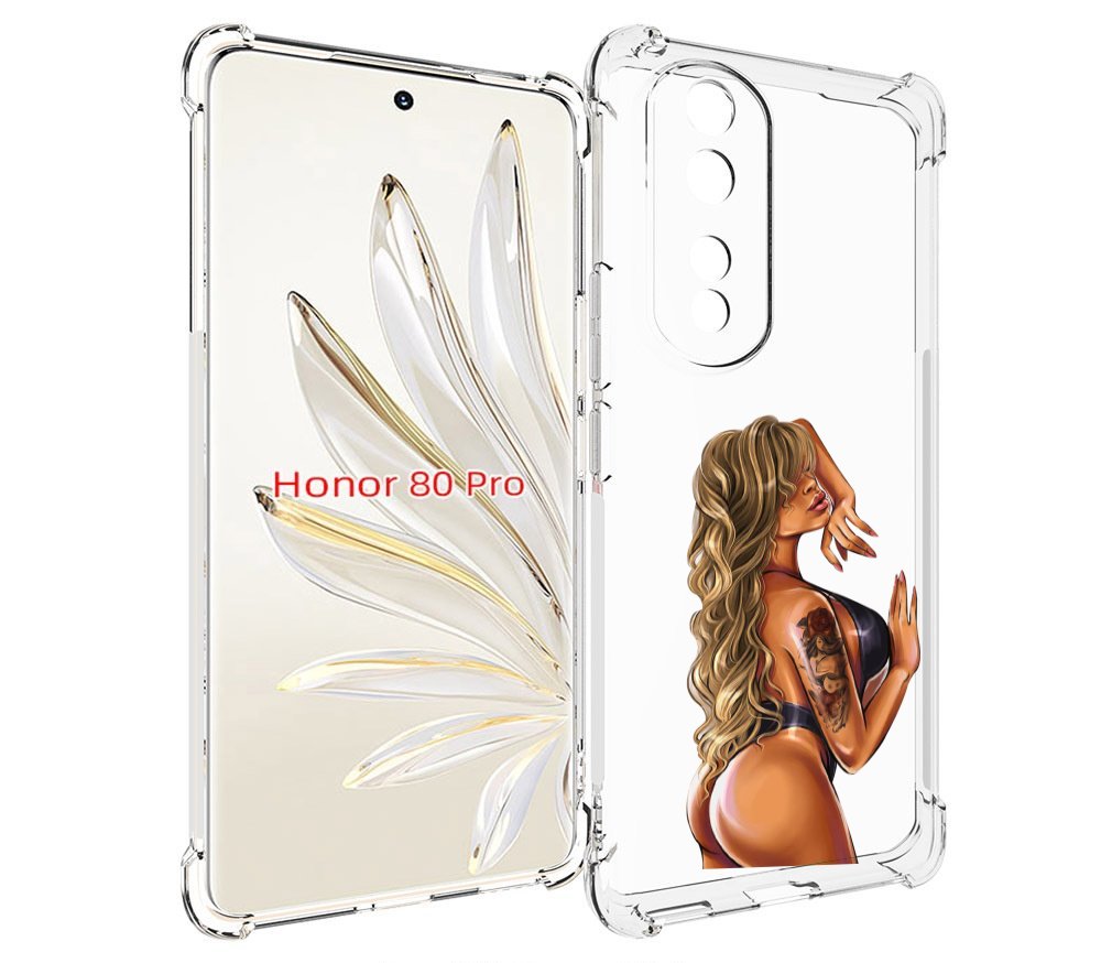 

Чехол MyPads девушка-в-черном-кожаном-купальнике женский для Honor 80 Pro, Прозрачный, Tocco