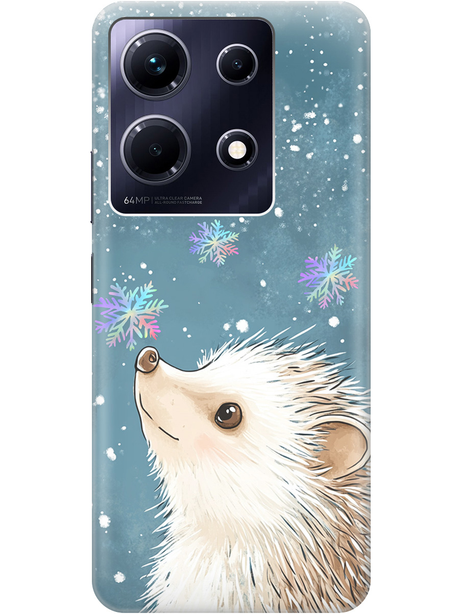 

Силиконовый чехол на Infinix Note 30 с принтом "Ежик и снежинки", Прозрачный;белый;серый;синий, 773943712
