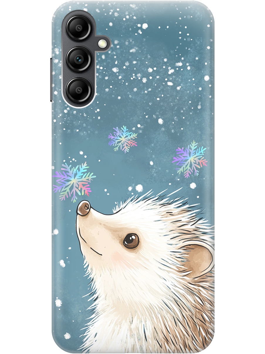 

Силиконовый чехол на Samsung Galaxy A14 с принтом "Ежик и снежинки", Прозрачный;белый;серый;синий, 768741412