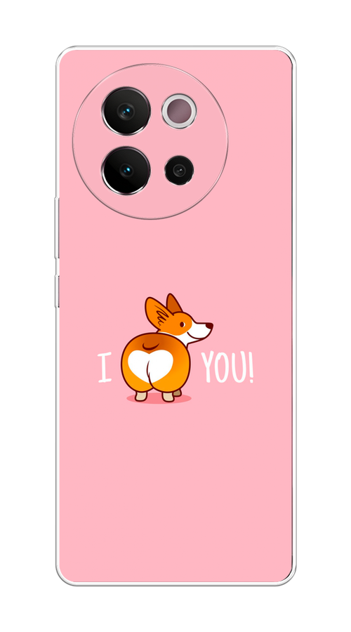 

Чехол на Vivo V40 Lite 5G "Корги I love you", Розовый;коричневый;белый, 2611550-1