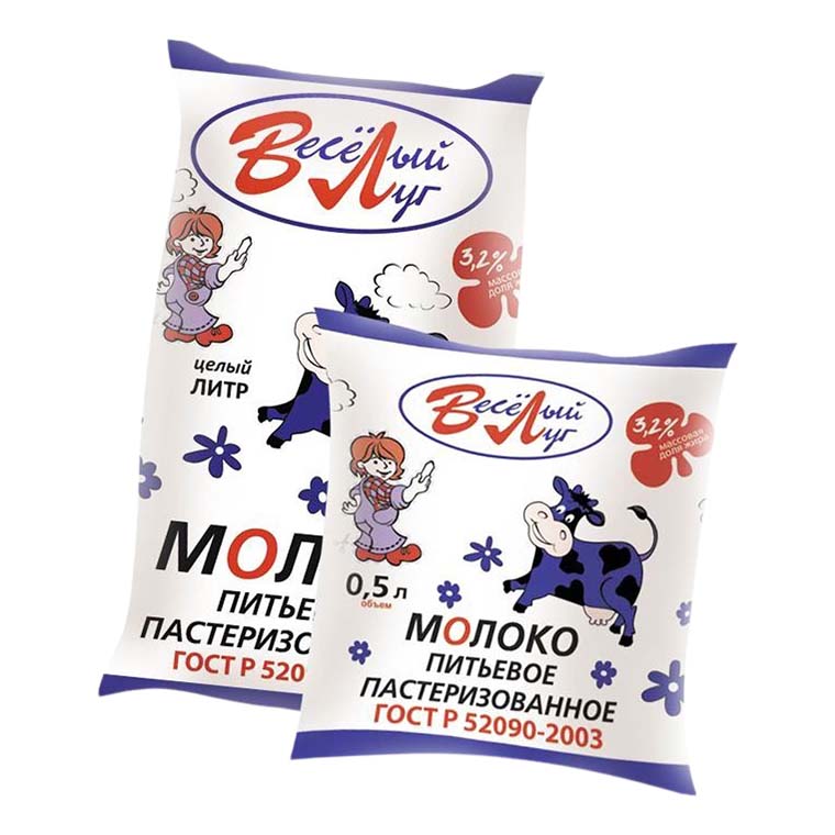 

Молоко 3,2% пастеризованное 500 мл Веселый луг классическое БЗМЖ