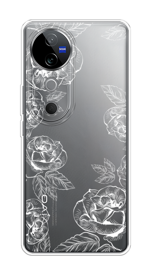 

Чехол на Vivo V40 "Розы графика", Черный;серый, 2611450-1
